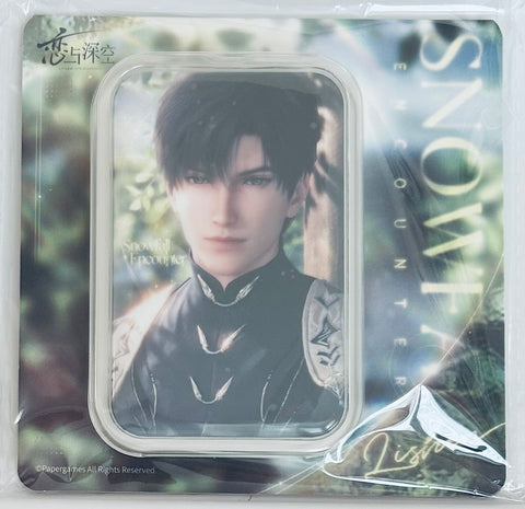 Love and Deepspace -  Lian Yu Shen Kong - Zayne - Li Shen - Lian Yu Shen Kong Li Shen Master of Fate Series - Square Can Badge - Snowfall Encounter (Papergames)