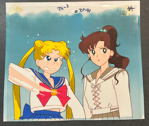 Sailor Moon - Usagi and Makoto - Anime Cel w/Matching Douga, non Matching Background - Episode 29 - A6Key, B5Key