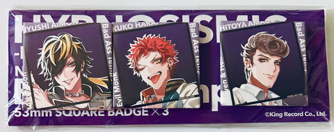 Hypnosis Mic -Division Rap Battle- - Aimono Jyushi - Amaguni Hitoya - Harai Kuko - Square Can Badge (Set) (Evil Line Records)