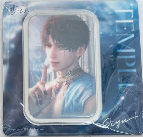 Love and Deepspace - Lian Yu Shen Kong - Rafayel - Qi Yu - Lian Yu Shen Kong Qi Yu God of the Tides Series - Square Can Badge - Temple's Sunset (Papergames)