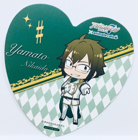 Nikaido Yamato (background Hurikin check pattern) Heart type coaster "Idolish7 × animatecafe" drink order award