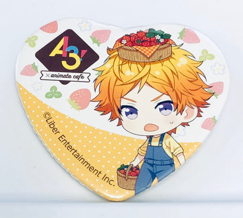 A3! - Sumeragi Tenma - A3! x Animate Cafe - Badge - Heart Can Badge - Strawberry Hunting Ver. - A Group (Animate)